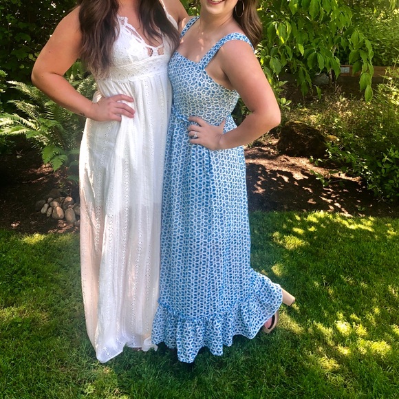 Dress - maxi, white and blue eyelet detail - Picture 4 of 4